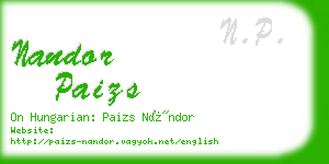 nandor paizs business card